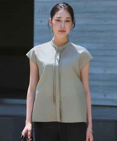 ICB(アイシービー)の「【新色追加・CLASSY.掲載】セシェシルキーローン フレンチスリーブボウタイブラウス(シャツ/ブラウス・レディース・オリーブ系/スカイブルー系/アイボリー系/キャメル/グリーン系1・4/6/0/2)」の3枚目の写真