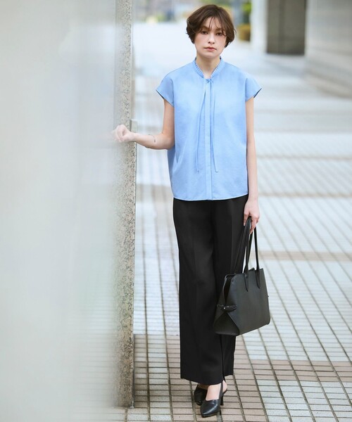 ICB(アイシービー)の「【新色追加・CLASSY.掲載】セシェシルキーローン フレンチスリーブボウタイブラウス(シャツ/ブラウス・レディース・オリーブ系/スカイブルー系/アイボリー系/キャメル/グリーン系1・4/6/0/2)」の7枚目の写真