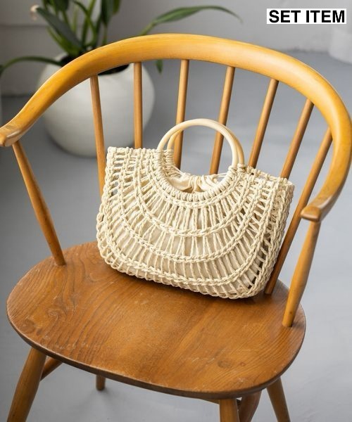 mysty woman（ミスティウーマン）の「ラウンドメッシュバスケットBAG 867657（かごバッグ・レディース・ブラウン/ナチュラル・FREE）」の2枚目の写真