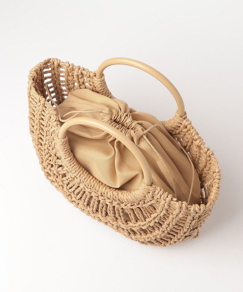 mysty woman（ミスティウーマン）の「ラウンドメッシュバスケットBAG 867657（かごバッグ・レディース・ブラウン/ナチュラル・FREE）」の12枚目の写真