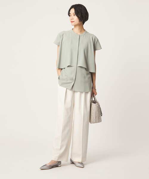 green label relaxing（グリーンレーベルリラクシング）の「［size SHORT/TALLあり］2タック ワイド パンツ ホワイト（その他パンツ・レディース・ホワイト・SHORT/36/38/40/TALL）」の4枚目の写真