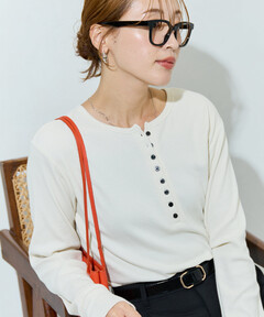セール】限定展開 Ginger ヘンリーネック ロング スリーブ トップス（T