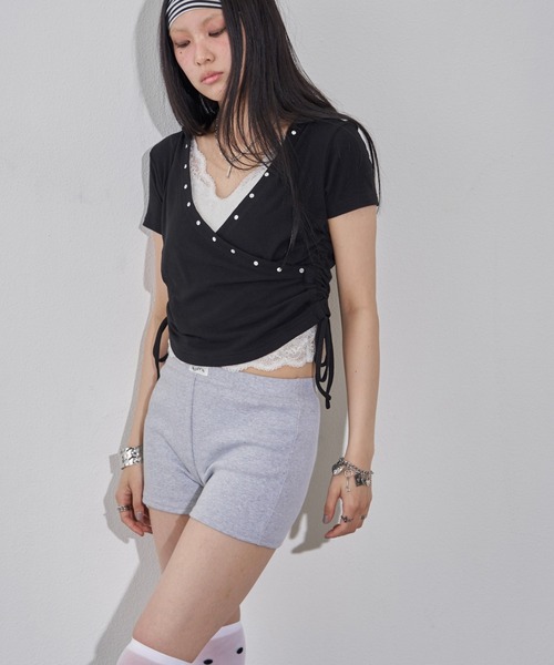 WHO'S WHO gallery(フーズフーギャラリー)の「リブカシュクールフレンチフーディ(無地/ボーダー/スター)(Tシャツ/カットソー・レディース・ホワイト系その他/ライトグレー/イエロー/サックスブルー/スカイブルー/ブラック/オフホワイト/グレー・FREE)」の14枚目の写真