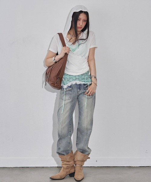 WHO'S WHO gallery(フーズフーギャラリー)の「リブカシュクールフレンチフーディ(無地/ボーダー/スター)(Tシャツ/カットソー・レディース・ホワイト系その他/ライトグレー/イエロー/サックスブルー/スカイブルー/ブラック/オフホワイト/グレー・FREE)」の12枚目の写真