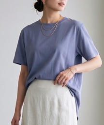 【接触冷感】ラウンドヘム 綿モダール リラックス クルーネック 半袖 Tシャツ