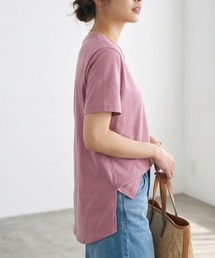 【接触冷感】ラウンドヘム 綿モダール リラックス クルーネック 半袖 Tシャツ