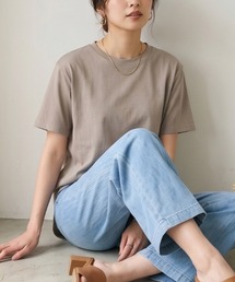【接触冷感】ラウンドヘム  綿モダール リラックス クルーネック 半袖 Tシャツ