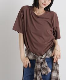 汗隠糸加工&多彩機能カットソー素材 クルーネックトップス