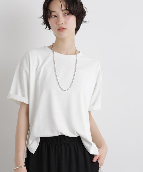セール】汗隠糸加工&多彩機能カットソー素材 クルーネックトップス（T