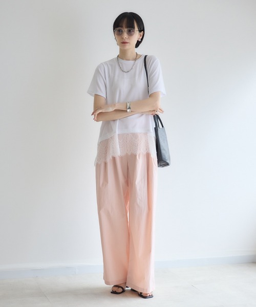 Paradise Picnic(パラダイスピクニック)の「ROSIEE 裾レース半袖トップス(Tシャツ/カットソー・レディース・ブラック/ホワイト/ブラウン・FREE)」の19枚目の写真