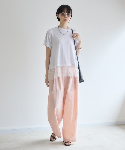 Paradise Picnic(パラダイスピクニック)の「ROSIEE 裾レース半袖トップス(Tシャツ/カットソー・レディース・ブラック/ホワイト/ブラウン・FREE)」の20枚目の写真