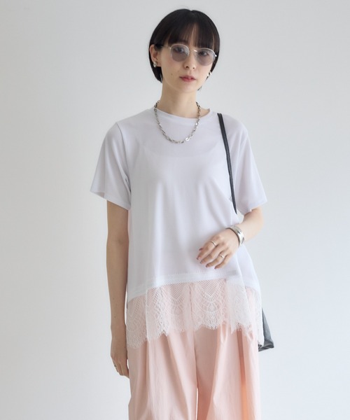Paradise Picnic(パラダイスピクニック)の「ROSIEE 裾レース半袖トップス(Tシャツ/カットソー・レディース・ブラック/ホワイト/ブラウン・FREE)」の22枚目の写真