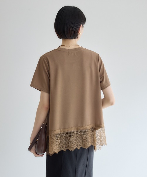 Paradise Picnic(パラダイスピクニック)の「ROSIEE 裾レース半袖トップス(Tシャツ/カットソー・レディース・ブラック/ホワイト/ブラウン・FREE)」の10枚目の写真