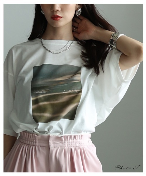 Sawa a la mode（サワアラモード）の「接触冷感＆UVマーブルプリントTシャツ（Tシャツ/カットソー・レディース・オフホワイト・FREE）」の2枚目の写真