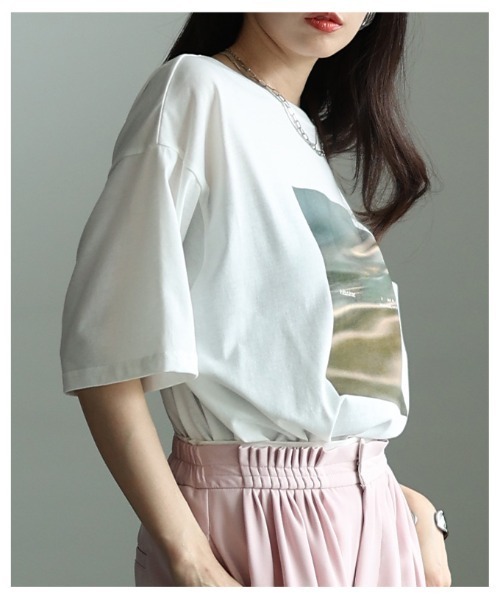 Sawa a la mode（サワアラモード）の「接触冷感＆UVマーブルプリントTシャツ（Tシャツ/カットソー・レディース・オフホワイト・FREE）」の4枚目の写真