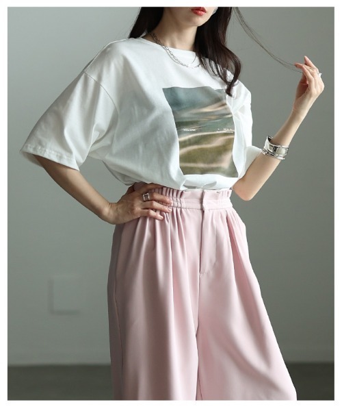 Sawa a la mode（サワアラモード）の「接触冷感＆UVマーブルプリントTシャツ（Tシャツ/カットソー・レディース・オフホワイト・FREE）」の19枚目の写真