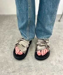 【厚底】サテンノットスライドサンダル DHS1101