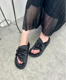 【厚底】サテンノットスライドサンダル DHS1101
