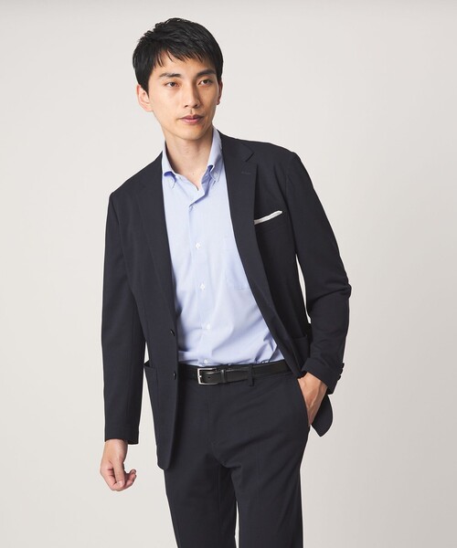 green label relaxing（グリーンレーベルリラクシング）の「A+ COOL Pトリコット ナローストライプ スタンダード ボタンダウン 半袖 ドレスシャツ -ストレッチ・イージーアイロン・接触冷感・吸水速乾-（ビジネスシャツ・メンズ・ライトグレー/ライトブルー・S/M/L/XL）」の12枚目の写真
