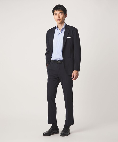 green label relaxing（グリーンレーベルリラクシング）の「A+ COOL Pトリコット ナローストライプ スタンダード ボタンダウン 半袖 ドレスシャツ -ストレッチ・イージーアイロン・接触冷感・吸水速乾-（ビジネスシャツ・メンズ・ライトグレー/ライトブルー・S/M/L/XL）」の13枚目の写真