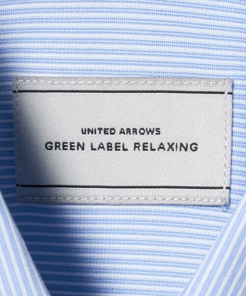 green label relaxing（グリーンレーベルリラクシング）の「A+ COOL Pトリコット ナローストライプ スタンダード ボタンダウン 半袖 ドレスシャツ -ストレッチ・イージーアイロン・接触冷感・吸水速乾-（ビジネスシャツ・メンズ・ライトグレー/ライトブルー・S/M/L/XL）」の6枚目の写真