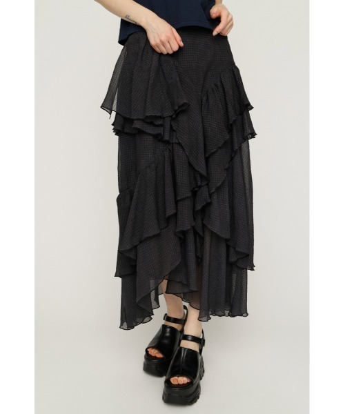 SLY（スライ）の「LAYERE SHEER FLARE L/SK レイヤーシアーフレアロングスカート 夏服（スカート・レディース・ベージュ系その他/ブラック系その他2/ブラック・FREE）」の2枚目の写真