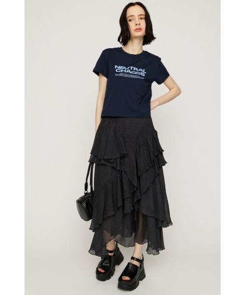 SLY（スライ）の「LAYERE SHEER FLARE L/SK レイヤーシアーフレアロングスカート 夏服（スカート・レディース・ベージュ系その他/ブラック系その他2/ブラック・FREE）」の4枚目の写真