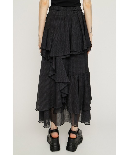 SLY（スライ）の「LAYERE SHEER FLARE L/SK レイヤーシアーフレアロングスカート 夏服（スカート・レディース・ベージュ系その他/ブラック系その他2/ブラック・FREE）」の9枚目の写真