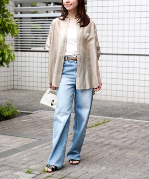 Sirin(シリン)の「シアーストライプオーバーシャツ(シャツ/ブラウス・レディース・ベージュ/ホワイト・FREE)」の4枚目の写真