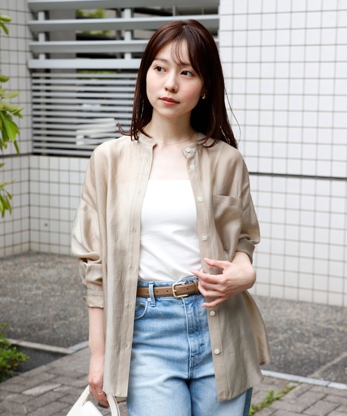 Sirin(シリン)の「シアーストライプオーバーシャツ(シャツ/ブラウス・レディース・ベージュ/ホワイト・FREE)」の7枚目の写真