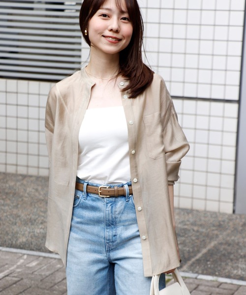 Sirin(シリン)の「シアーストライプオーバーシャツ(シャツ/ブラウス・レディース・ベージュ/ホワイト・FREE)」の9枚目の写真