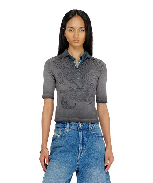 DIESEL(ディーゼル)の「ウィメンズ ポロシャツ T-BEA(ポロシャツ・レディース・グレー系その他・SMALL/MEDIUM/LARGE/X-LARGE)」の1枚目の写真