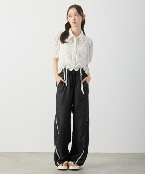 P.V.T（ピーブイティー）の「レースドロストパフスリーブBL（シャツ/ブラウス・レディース・ホワイト/ブラック・M）」の11枚目の写真