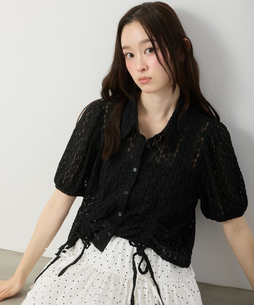 P.V.T（ピーブイティー）の「レースドロストパフスリーブBL（シャツ/ブラウス・レディース・ホワイト/ブラック・M）」の15枚目の写真