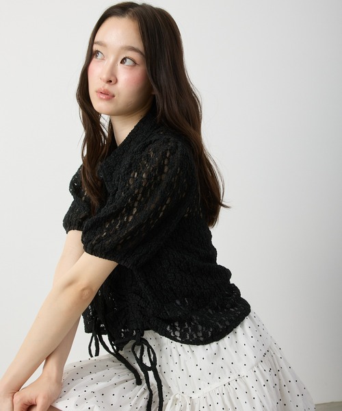 P.V.T（ピーブイティー）の「レースドロストパフスリーブBL（シャツ/ブラウス・レディース・ホワイト/ブラック・M）」の16枚目の写真