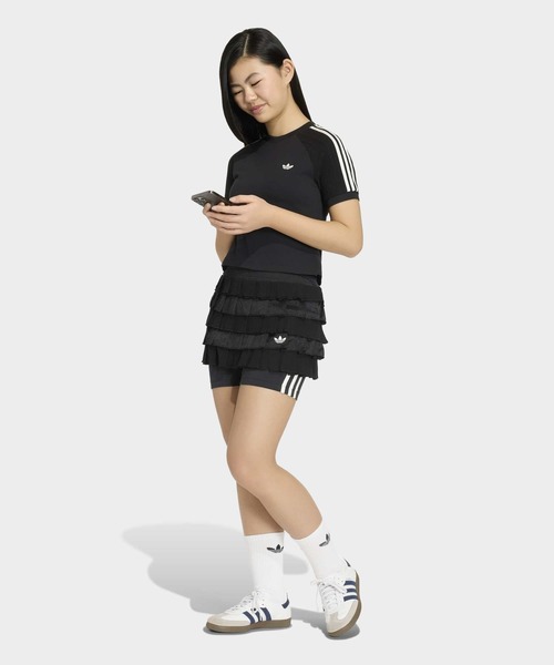 adidas(アディダス)の「スリム ニット スリーストライプス Tシャツ / アディダスオリジナルス adidas Originals(Tシャツ/カットソー・キッズ・ホワイト/ブラック・130/140/150/160/170)」の3枚目の写真