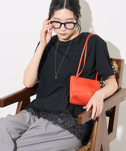 FREAK'S STORE(フリークスストア)の「裾 レースドッキング Tシャツ/異素材ドッキング/レースレイヤード(Tシャツ/カットソー・レディース・オフホワイト/ブラック/ブラウン・フリ-)」の14枚目の写真