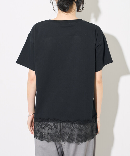 FREAK'S STORE(フリークスストア)の「裾 レースドッキング Tシャツ/異素材ドッキング/レースレイヤード(Tシャツ/カットソー・レディース・オフホワイト/ブラック/ブラウン・フリ-)」の10枚目の写真