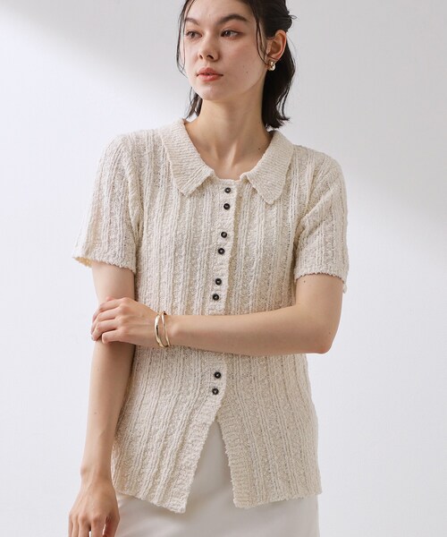 THE SHOP TK (ザ ショップ ティーケー )の「襟付きスラブサマーニット(ニット/セーター・レディース・グレー/オフホワイト・12/13)」の2枚目の写真