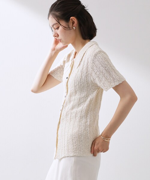 THE SHOP TK (ザ ショップ ティーケー )の「襟付きスラブサマーニット(ニット/セーター・レディース・グレー/オフホワイト・12/13)」の4枚目の写真