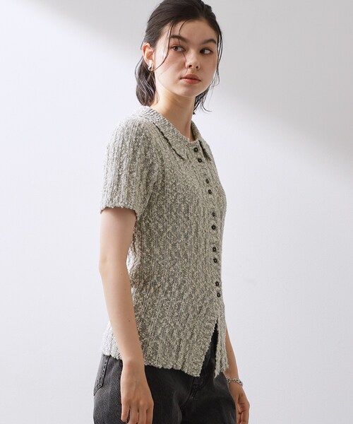 THE SHOP TK (ザ ショップ ティーケー )の「襟付きスラブサマーニット(ニット/セーター・レディース・グレー/オフホワイト・12/13)」の8枚目の写真