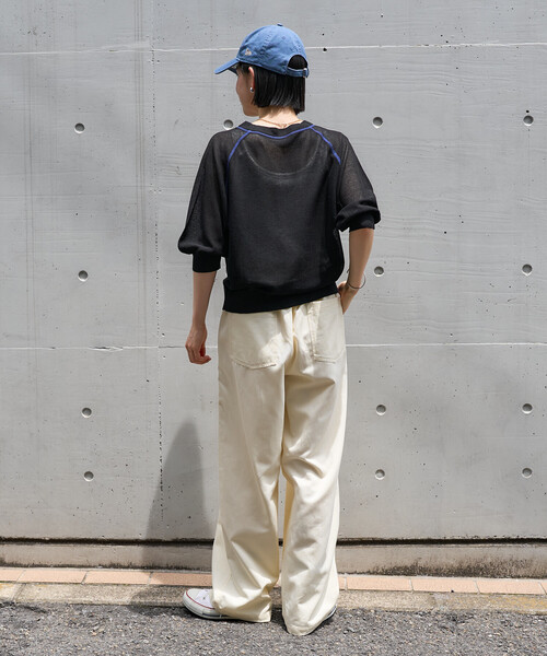 FREAK'S STORE(フリークスストア)の「シアー Vネック カーディガン/5分袖カーディガン/半袖カーディガン(カーディガン/ボレロ・レディース・ブラック/レッド/オフホワイト・フリ-)」の7枚目の写真