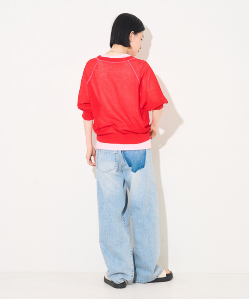 FREAK'S STORE(フリークスストア)の「シアー Vネック カーディガン/5分袖カーディガン/半袖カーディガン(カーディガン/ボレロ・レディース・ブラック/レッド/オフホワイト・フリ-)」の17枚目の写真