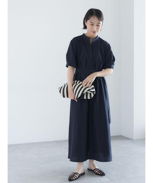 Te chichi(テチチ)の「スパンボイルワンピース(ワンピース・レディース・ネイビー/ブラウン/グリーン・F)」の3枚目の写真