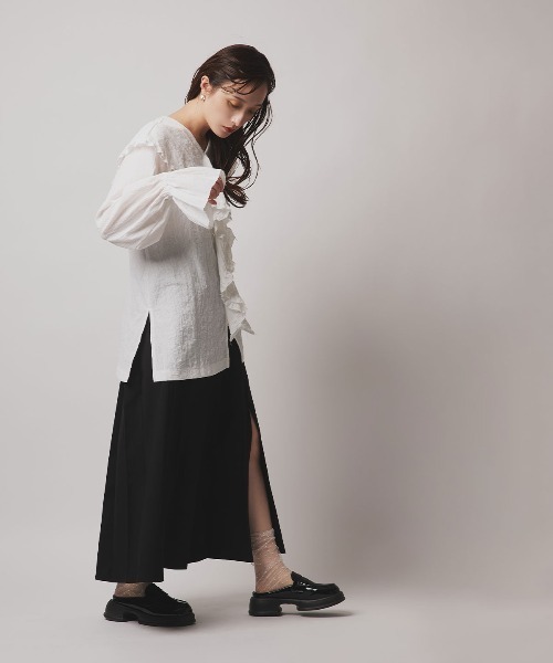 W:Huku（フーク）の「【W:Huku / ソフトタッチツイル】スリット プリーツ スカート / Soft-Touch Twill Slit Pleated Skirt（スカート・レディース・ブラック/ベージュ系その他/ブラウン系その他/グレー系その他・FREE）」の12枚目の写真