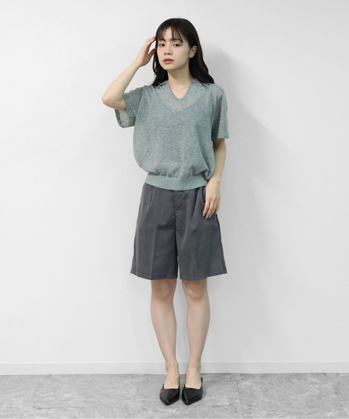 THE CELL.(ザセルドット)の「スラックス ストレートハーフパンツ SLACKS HALF PANTS(その他パンツ・レディース・グレー/ブラック/ブラウン・FREE)」の12枚目の写真