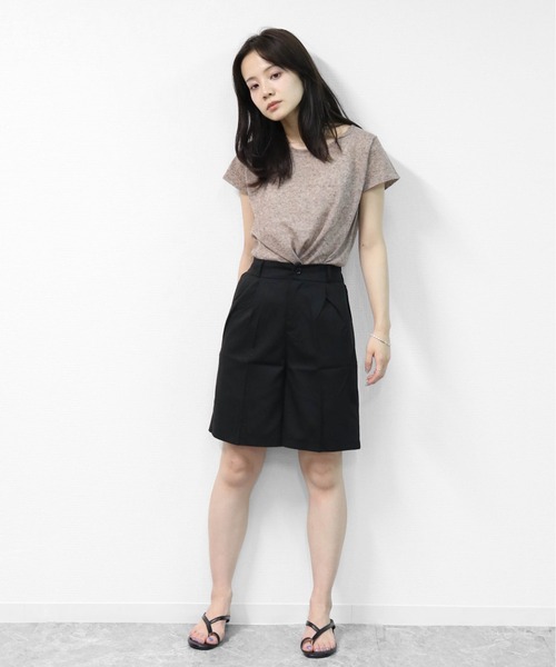 THE CELL.(ザセルドット)の「スラックス ストレートハーフパンツ SLACKS HALF PANTS(その他パンツ・レディース・グレー/ブラック/ブラウン・FREE)」の4枚目の写真