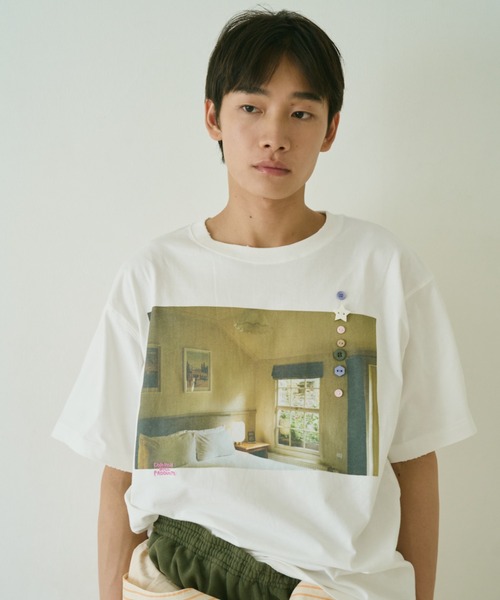 common gull products.(コモンガルプロダクツ)の「彼女が見た気配のボタンTシャツ(Tシャツ/カットソー・レディース・ホワイト系/ホワイト系1/ホワイト系2・SMALL/MEDIUM/LARGE)」の5枚目の写真