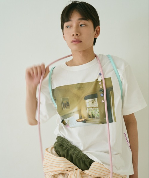 common gull products.(コモンガルプロダクツ)の「彼女が見た気配のボタンTシャツ(Tシャツ/カットソー・レディース・ホワイト系/ホワイト系1/ホワイト系2・SMALL/MEDIUM/LARGE)」の6枚目の写真