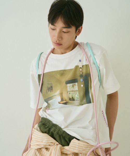 common gull products.(コモンガルプロダクツ)の「彼女が見た気配のボタンTシャツ(Tシャツ/カットソー・レディース・ホワイト系/ホワイト系1/ホワイト系2・SMALL/MEDIUM/LARGE)」の7枚目の写真